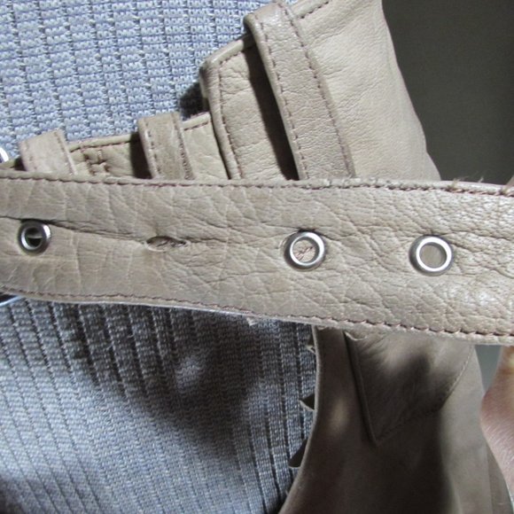 Tan/Light Brown Leather Motorcycle Biker Chaps - Picture 7 of 12